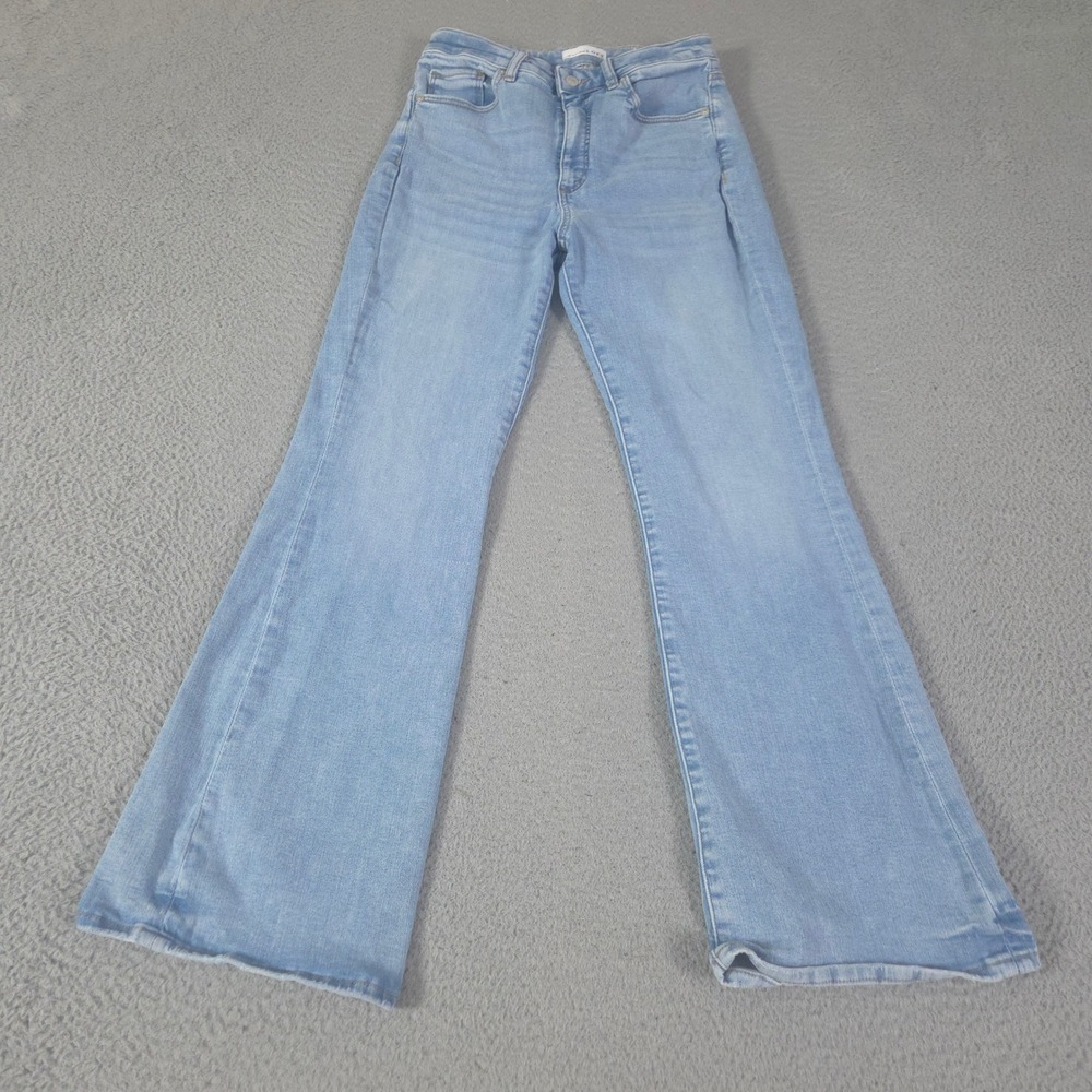Loft Jeans Womens 8/29 Light Blue Curvy Let Down Hem High Rise Slim Flare Denim